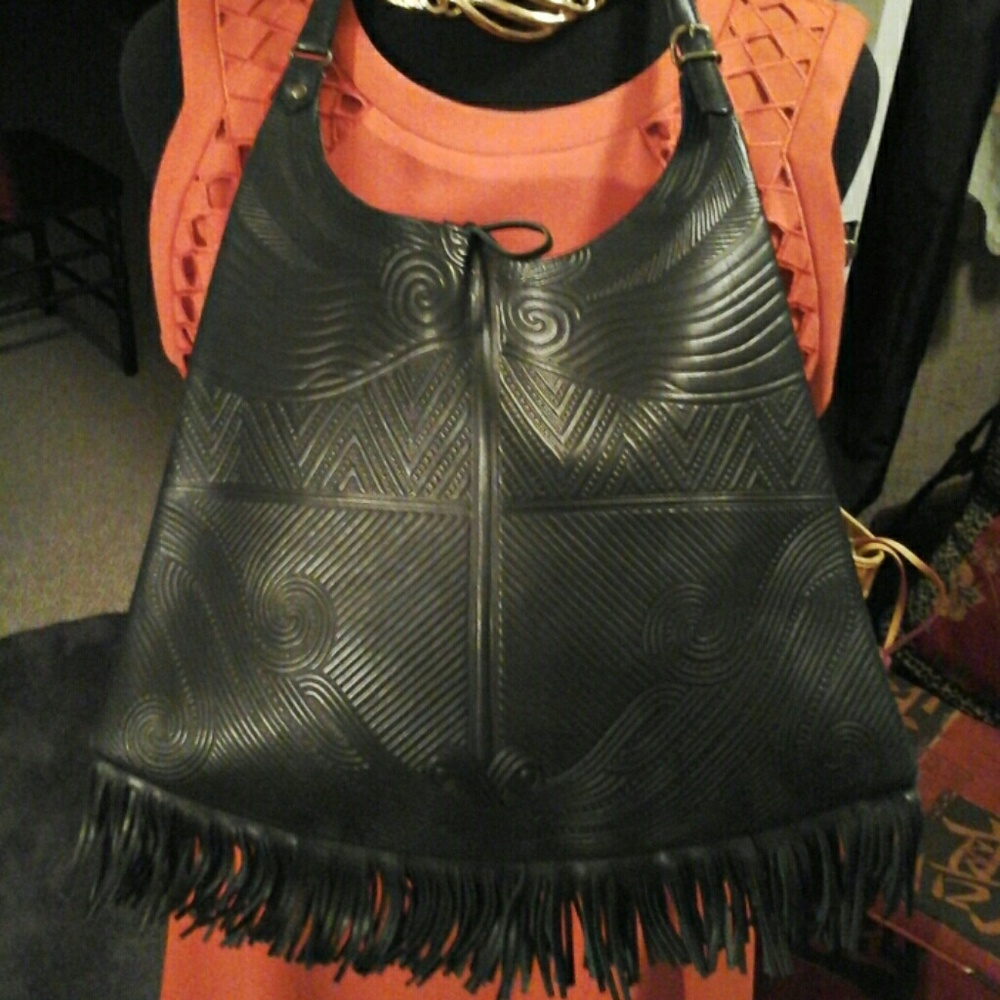 Sporty Unique Fringed Leather Bag, Perfect!